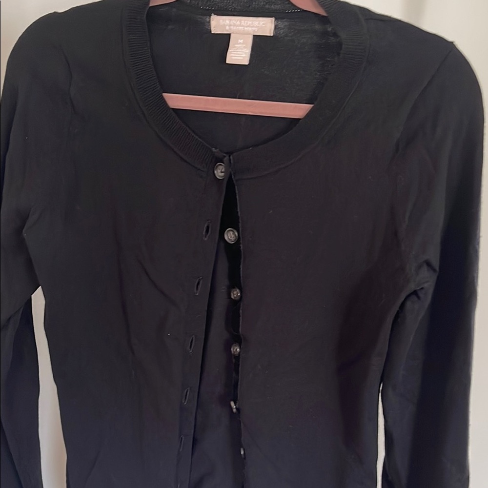 Banana Republic Black Button-Up Cardigan Size M